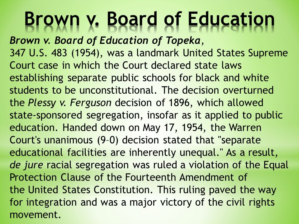 Brown v. Board of Education of Topeka, 347 U.S.