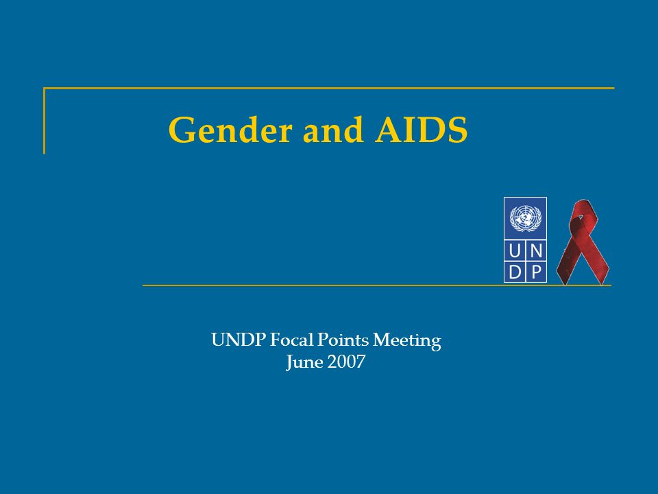 Gender and AIDS UNDP Focal Points Meeting June 2007