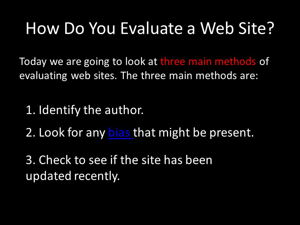 What Does it Mean to Evaluate a Web Site.