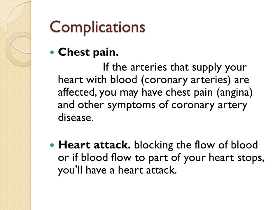 Complications Chest pain.