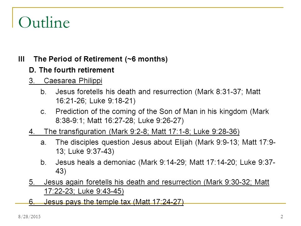 Outline IIIThe Period of Retirement (~6 months) D.