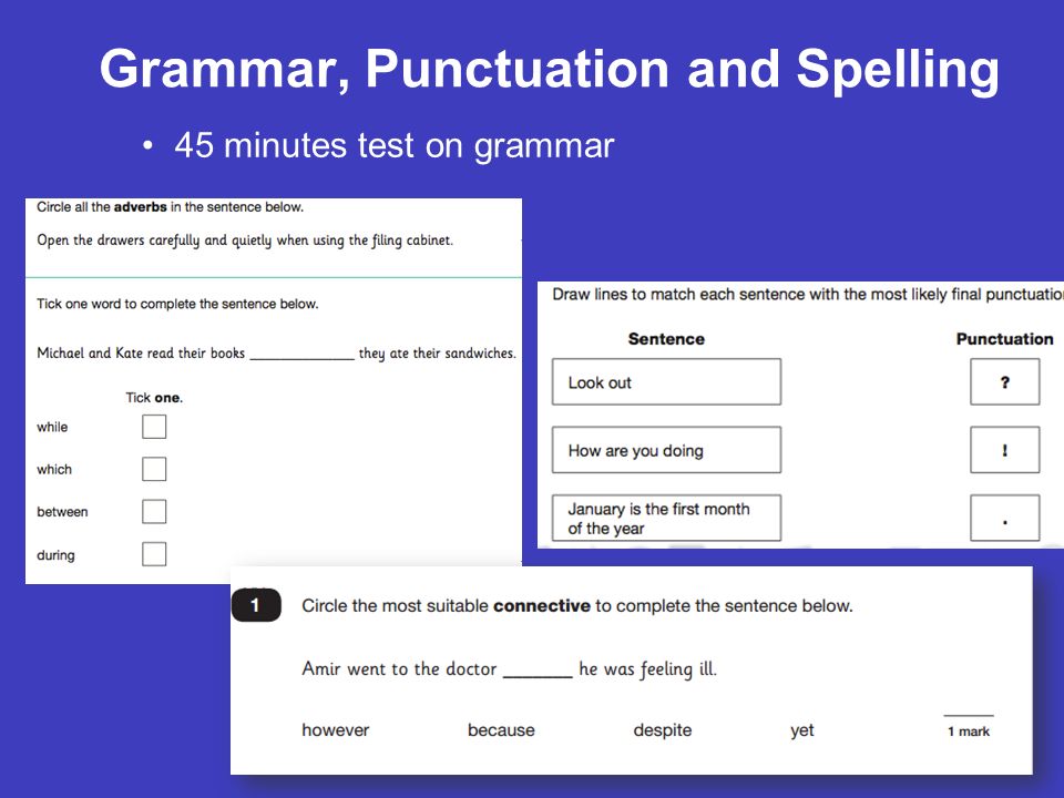 Grammar, Punctuation and Spelling 45 minutes test on grammar