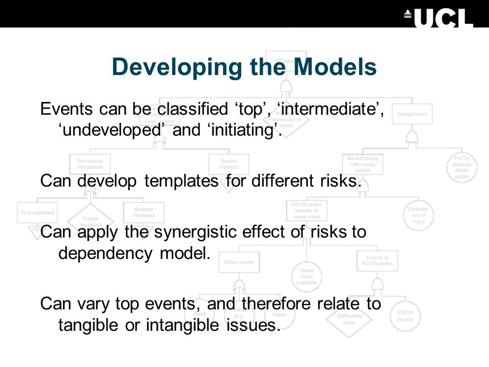 Developing the Models Events can be classified ‘top’, ‘intermediate’, ‘undeveloped’ and ‘initiating’.