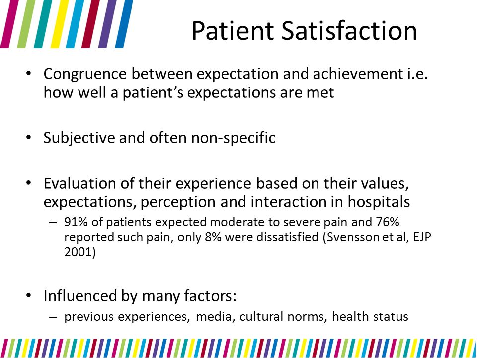 Patient Satisfaction Congruence between expectation and achievement i.e.