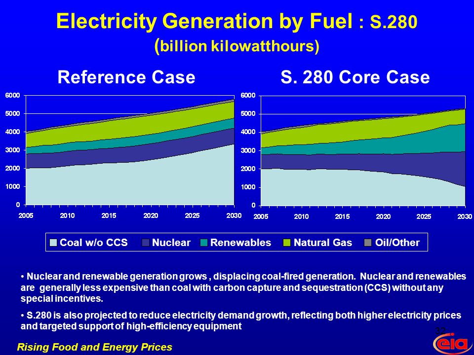Rising Food and Energy Prices Electricity Generation by Fuel : S.280 ( billion kilowatthours) Reference CaseS.