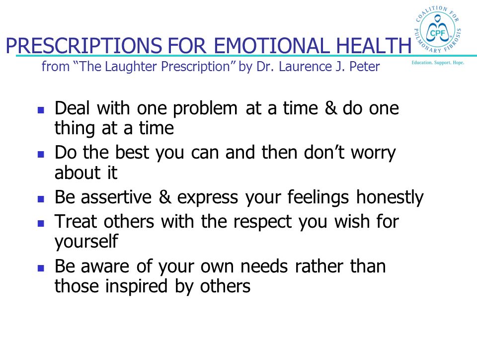 PRESCRIPTIONS FOR EMOTIONAL HEALTH from The Laughter Prescription by Dr.