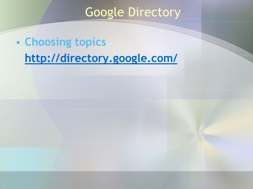 Google Directory Choosing topics