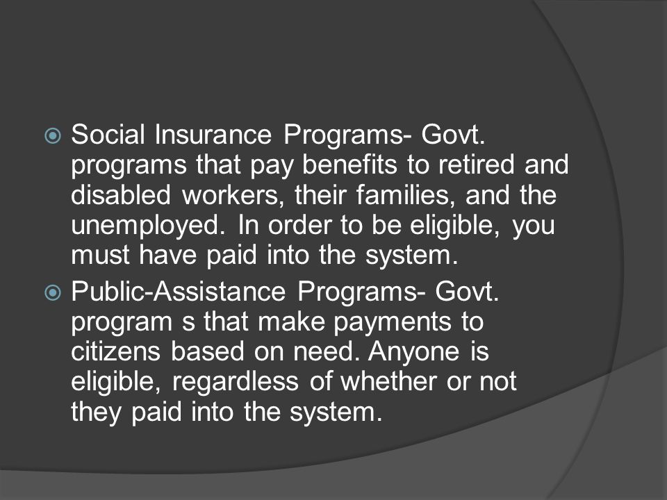 Social Insurance Programs- Govt.