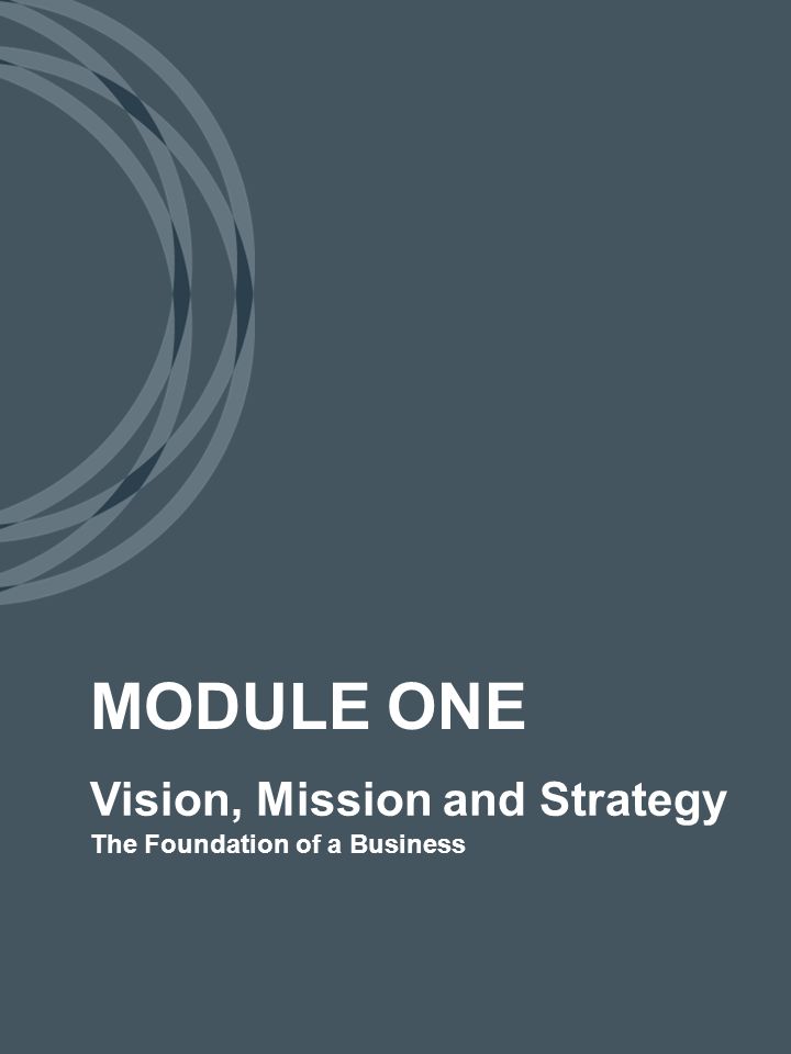 Vision, Mission and Strategy The Foundation of a Business MODULE ONE