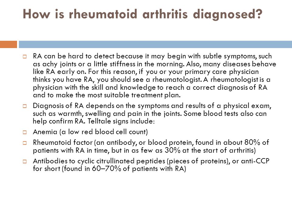 How is rheumatoid arthritis diagnosed.