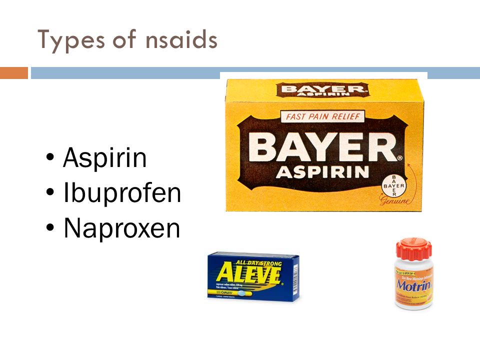 Types of nsaids Aspirin Ibuprofen Naproxen