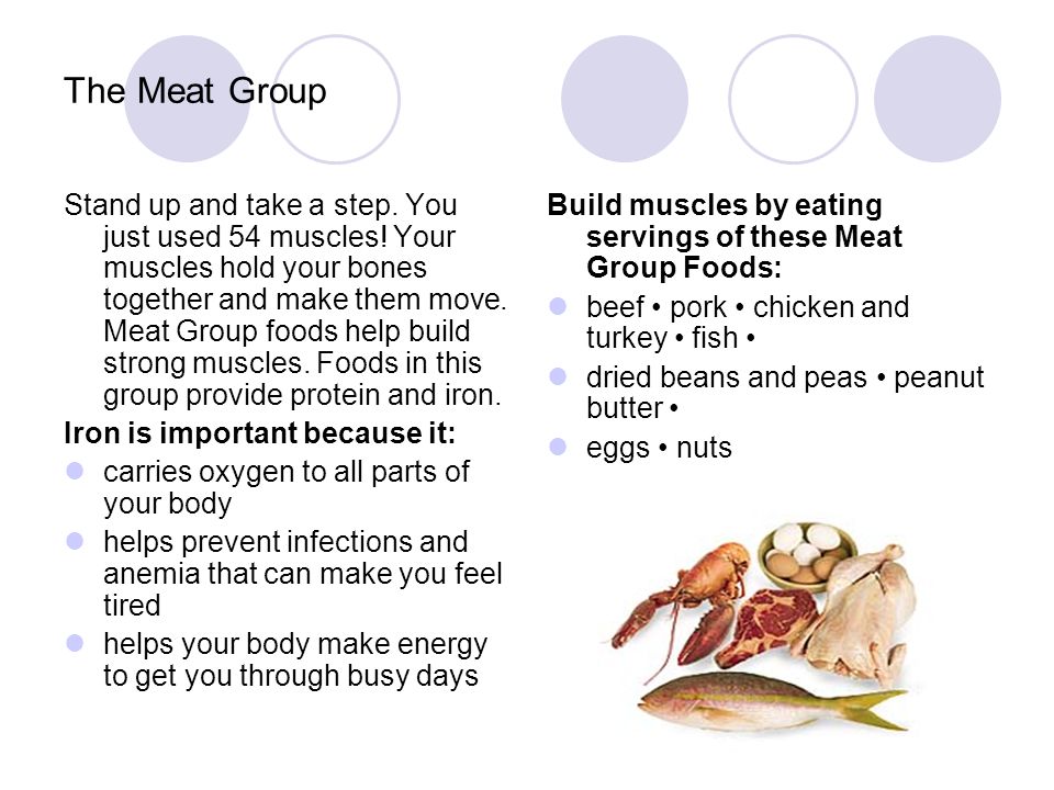 The Meat Group Stand up and take a step. You just used 54 muscles.
