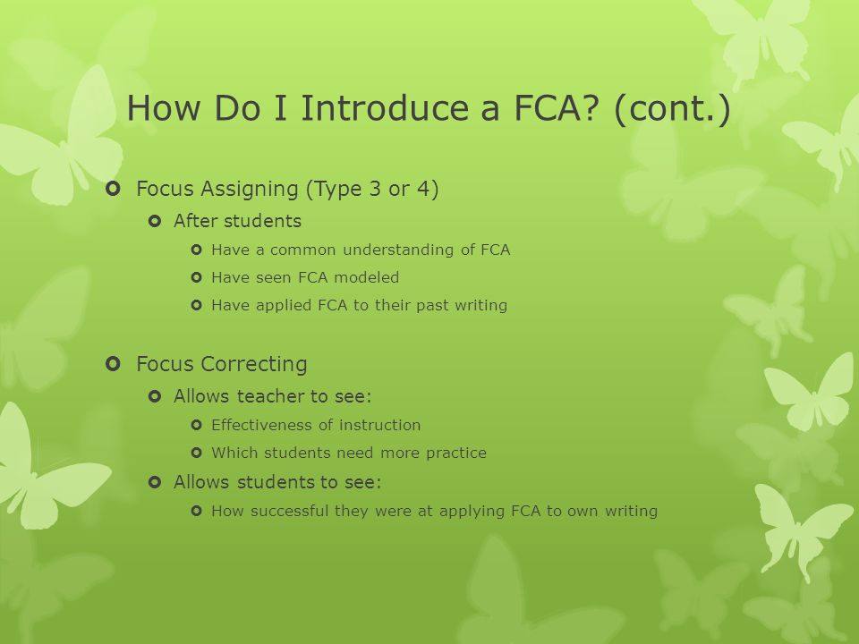 How Do I Introduce a FCA.