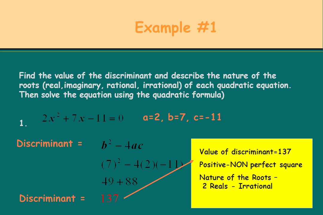 WHAT THE DISCRIMINANT TELLS YOU.