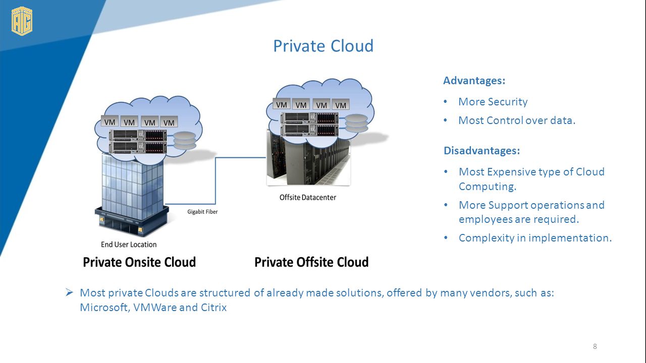 8 Private Cloud Advantages: More Security Most Control over data.