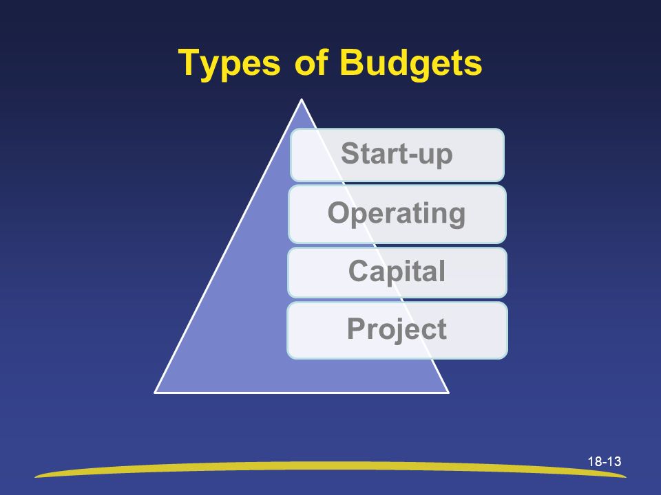 Types of Budgets Start-up Operating Capital Project