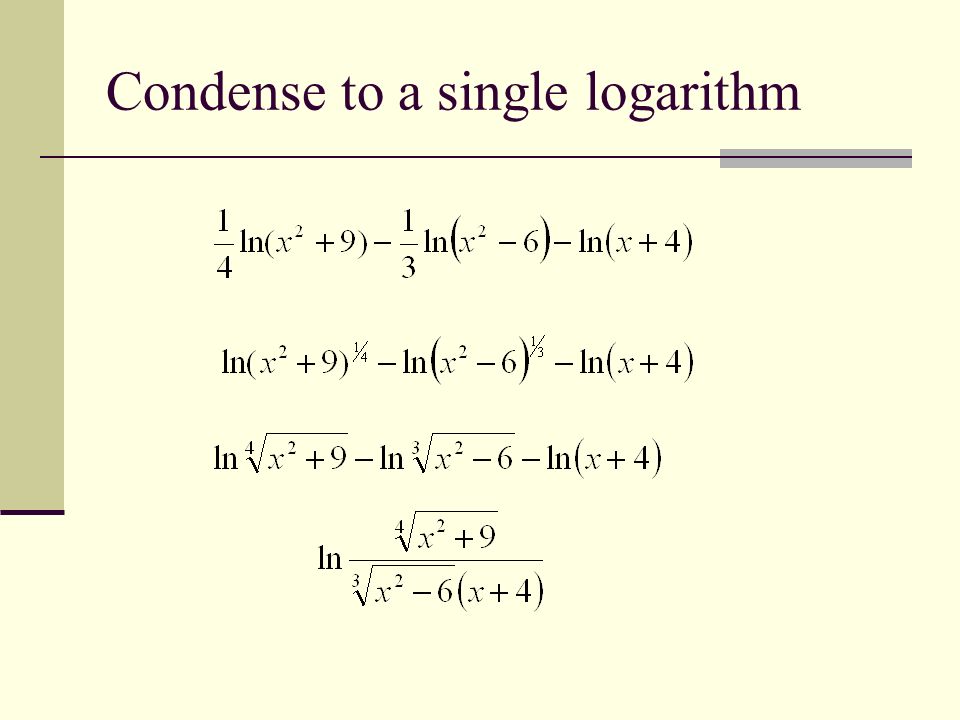 Condense to a single logarithm