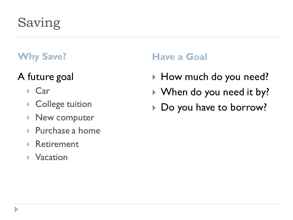 Saving Why Save.