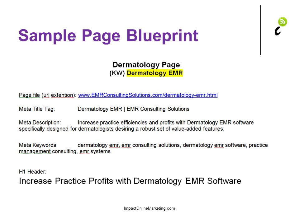 Sample Page Blueprint ImpactOnlineMarketing.com