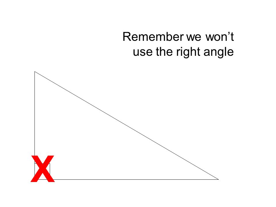 Remember we won’t use the right angle X