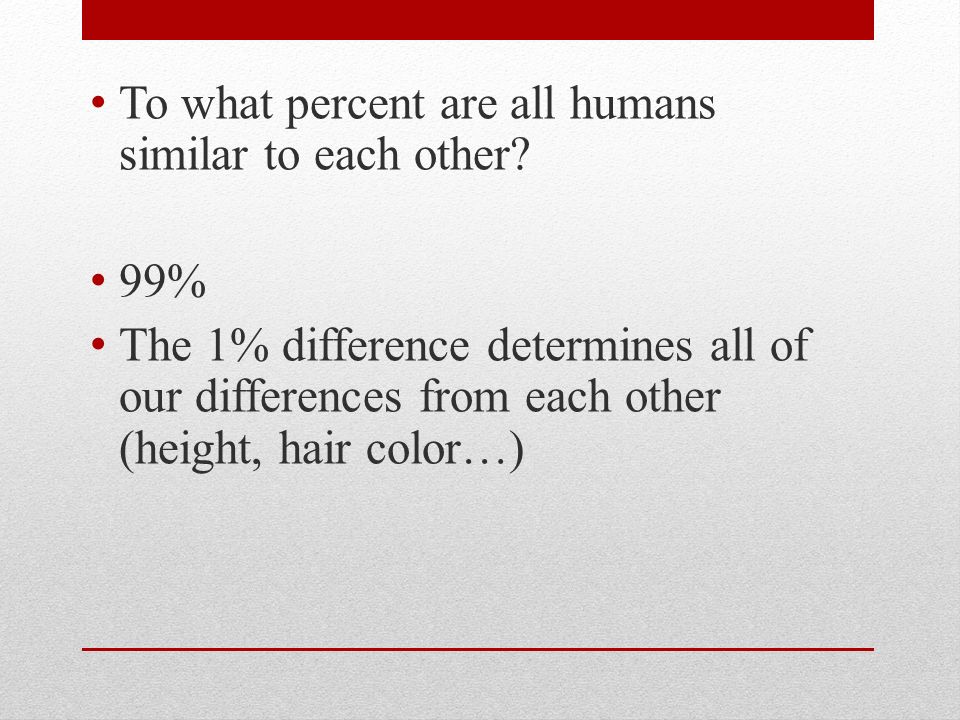 To what percent are all humans similar to each other.