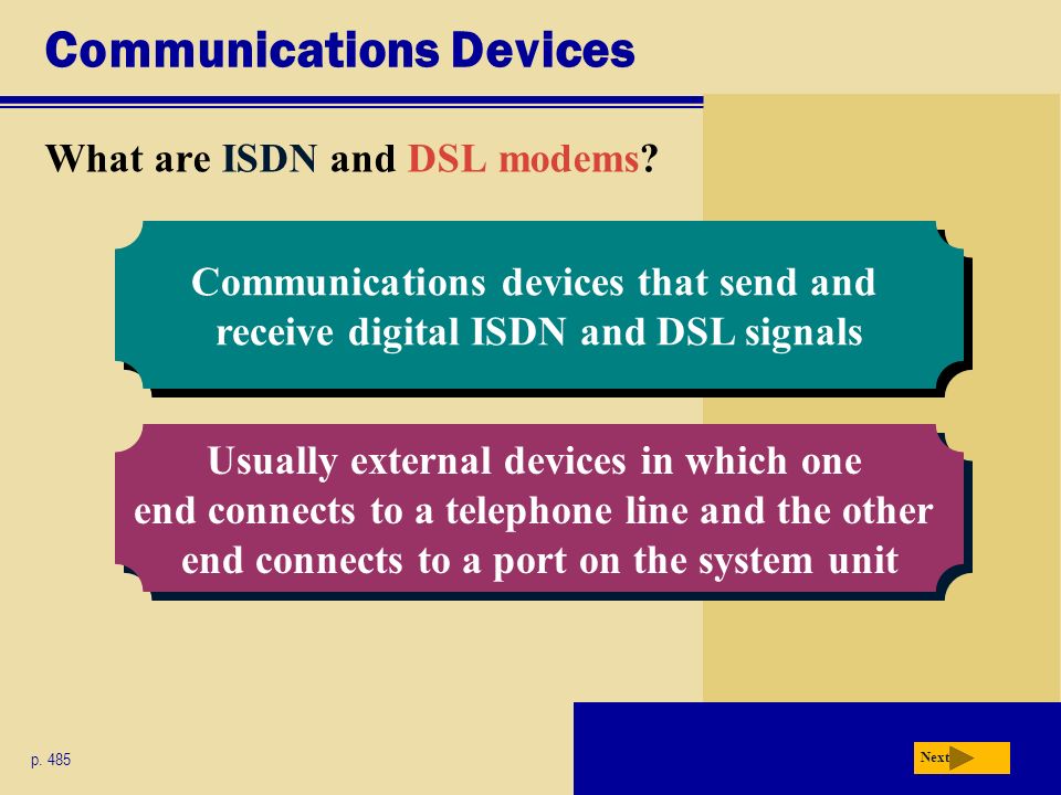 Communications Devices What are ISDN and DSL modems.