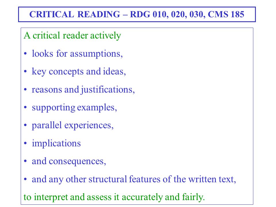 critical reading examples