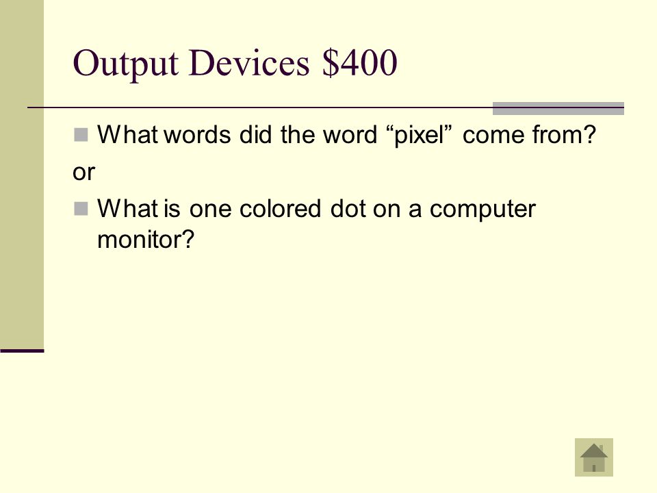 Output Devices $400 Picture Element