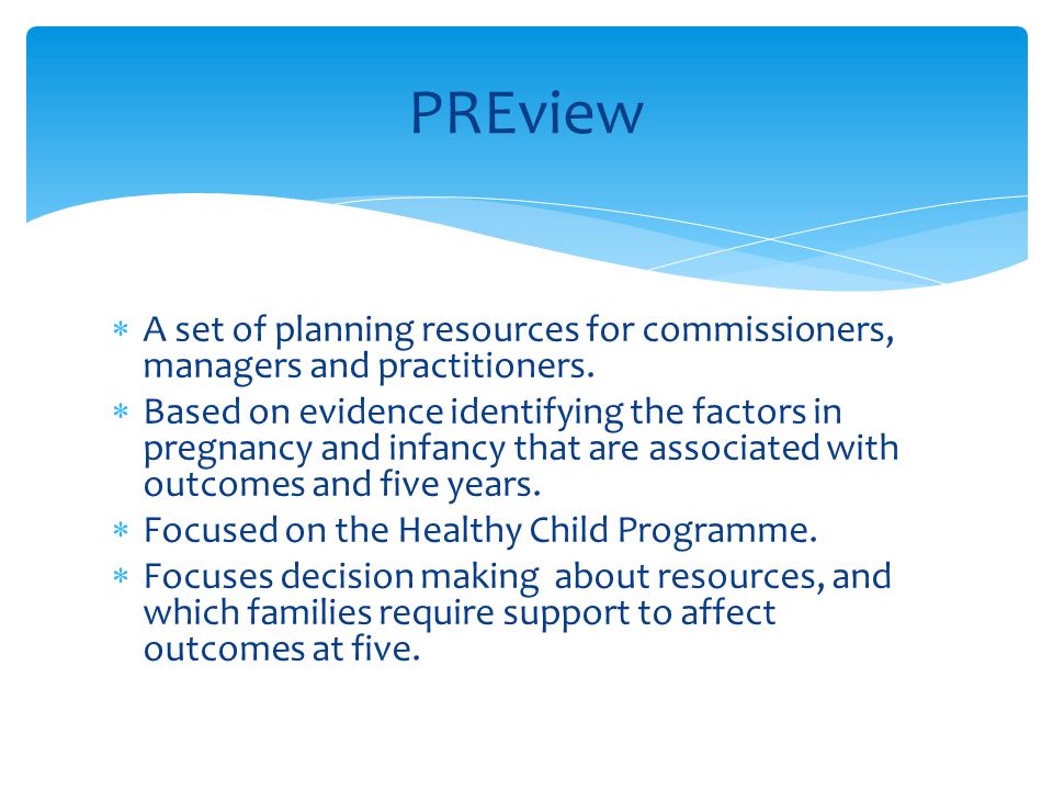  A set of planning resources for commissioners, managers and practitioners.