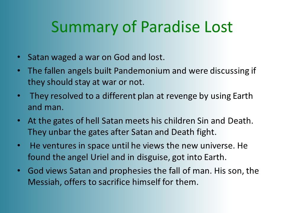 paradise lost poem summary