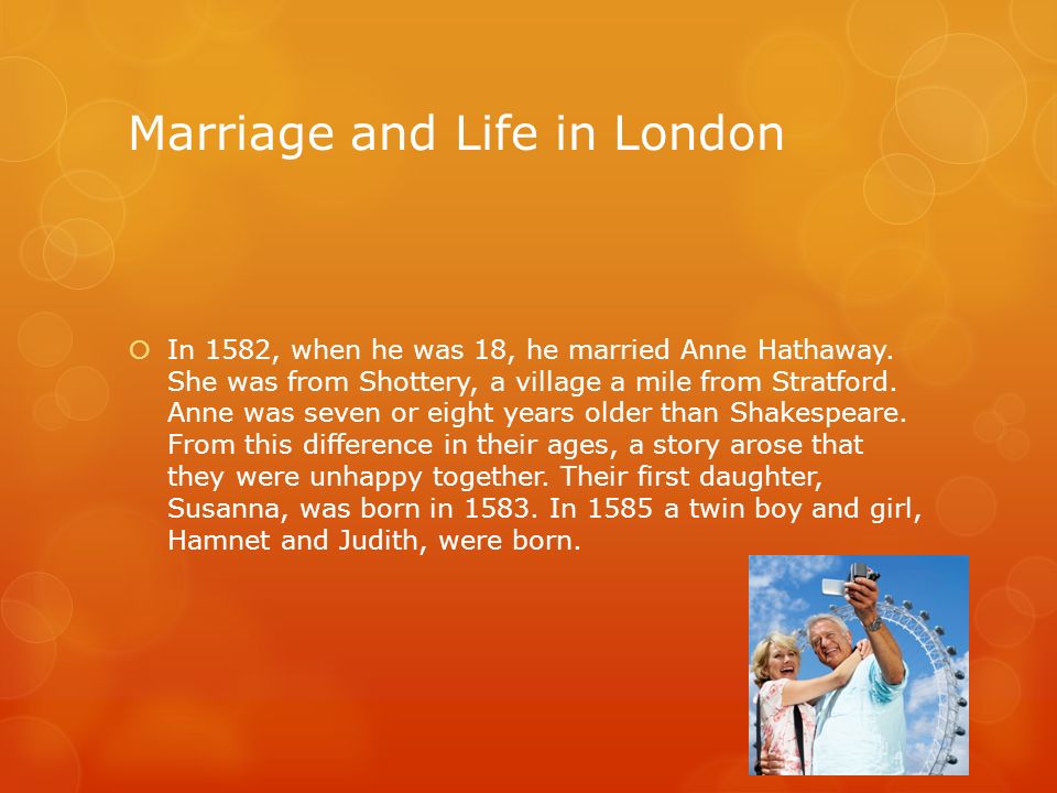 Add to your 1 page notes… Marriage and Life in London