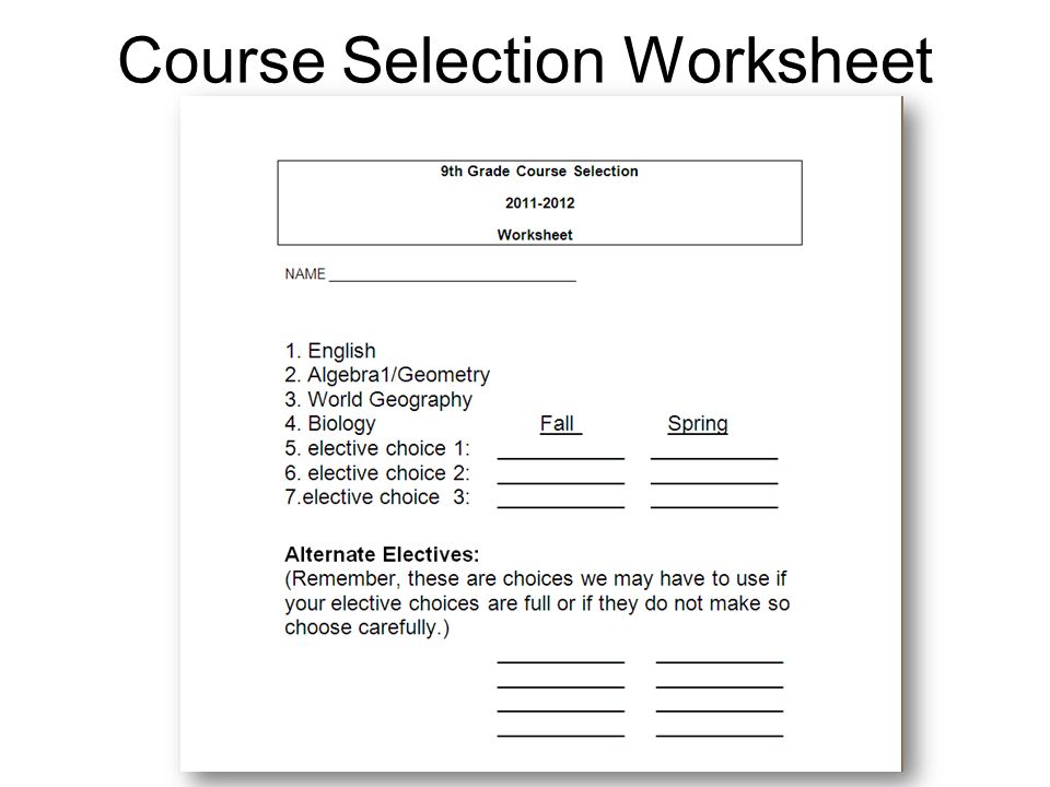 Course Selection Worksheet