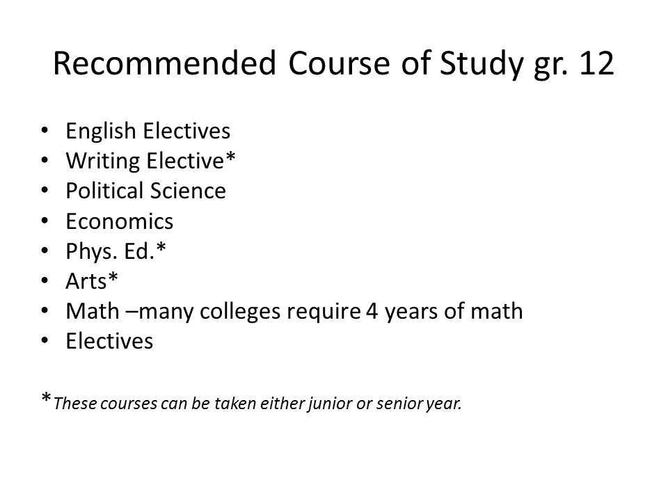 Recommended Course of Study gr.