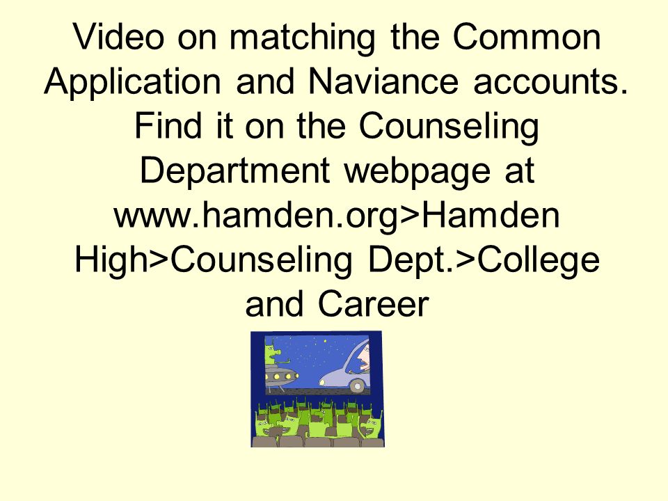 Video on matching the Common Application and Naviance accounts.