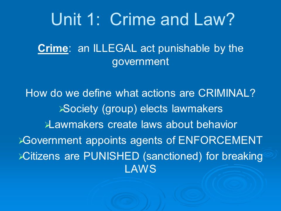Unit 1: Crime and Law.