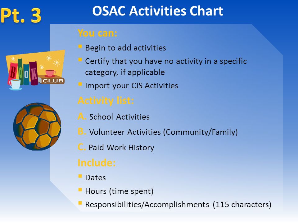Osac Activities Chart