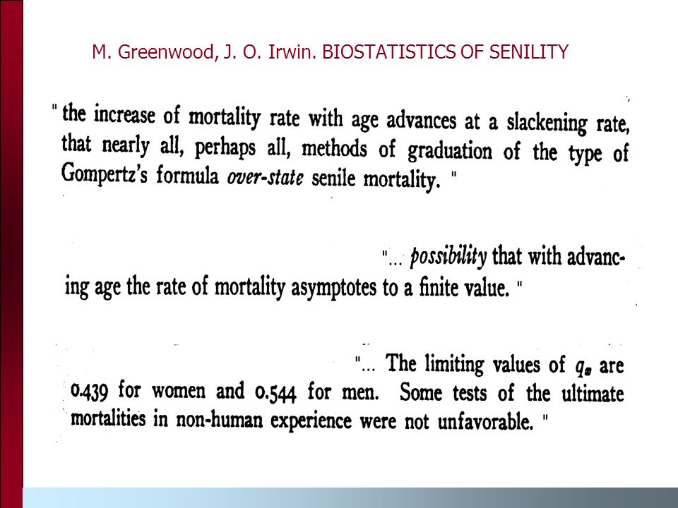 M. Greenwood, J. O. Irwin. BIOSTATISTICS OF SENILITY