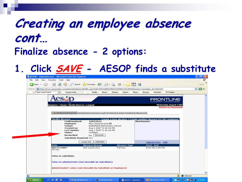 aesop for principals and secretaries automated substitute placement