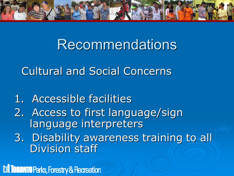 Recommendations Cultural and Social Concerns Cultural and Social Concerns 1.
