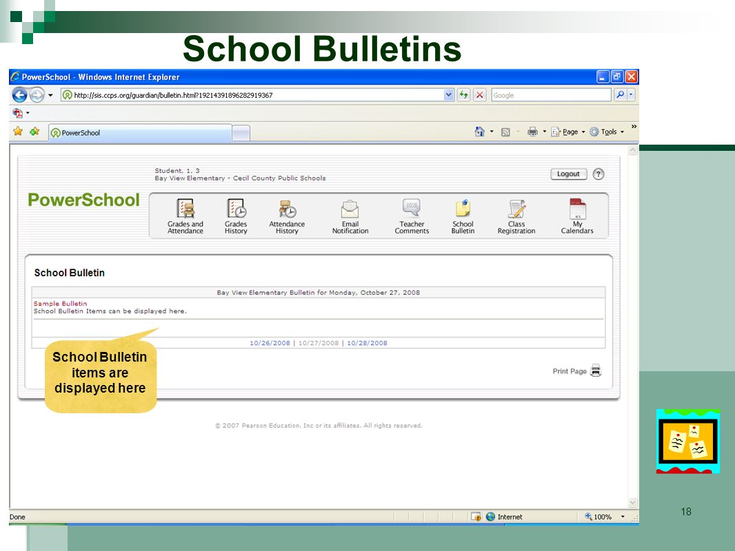 18 School Bulletins School Bulletin items are displayed here