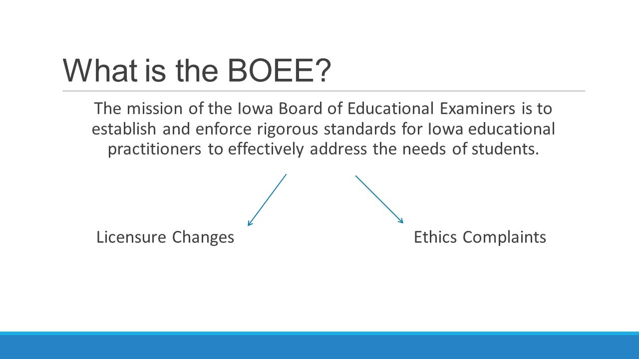 Iowa Board Of Educational Examiners ETHICS AND LICENSURE Sara Arnold ...