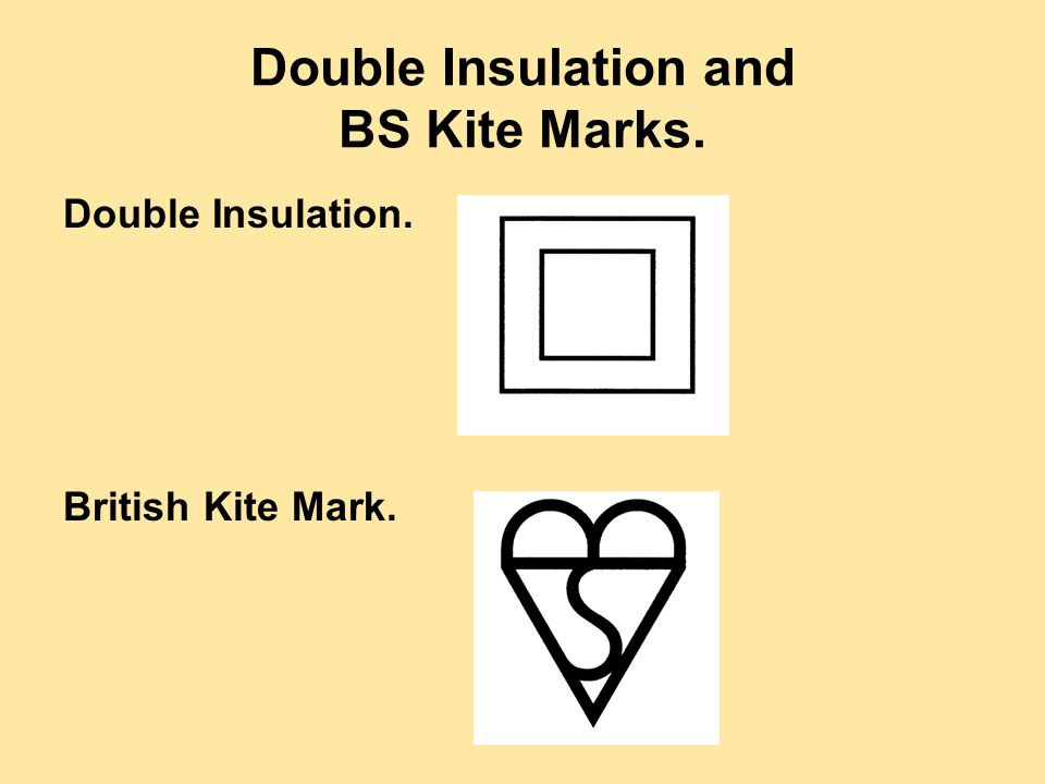 Double Insulation and BS Kite Marks. Double Insulation. British Kite Mark.