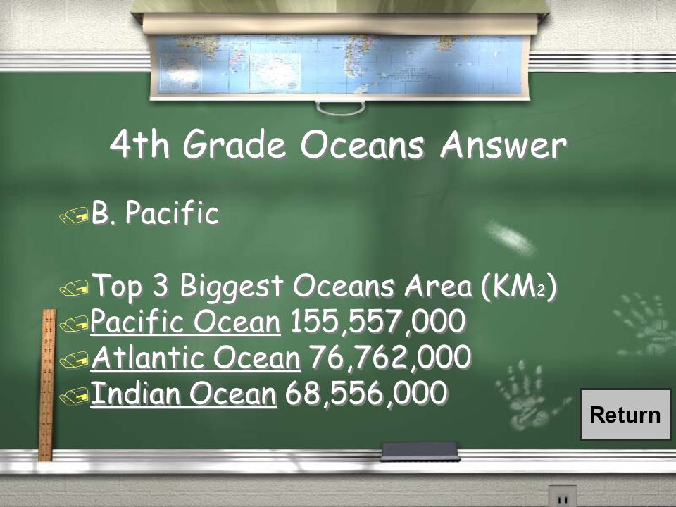 4th Grade Oceans / Q: What is the largest ocean in the world.