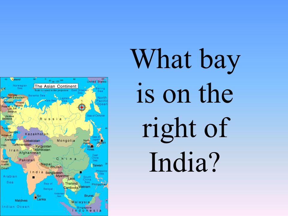 What bay is on the right of India