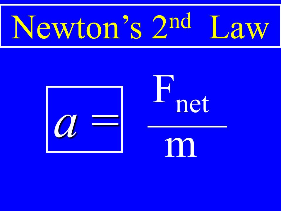 Newton’s 2 nd Law F net m a =a =a =a =