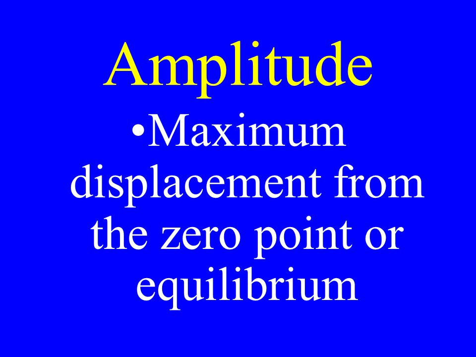 Amplitude Maximum displacement from the zero point or equilibrium