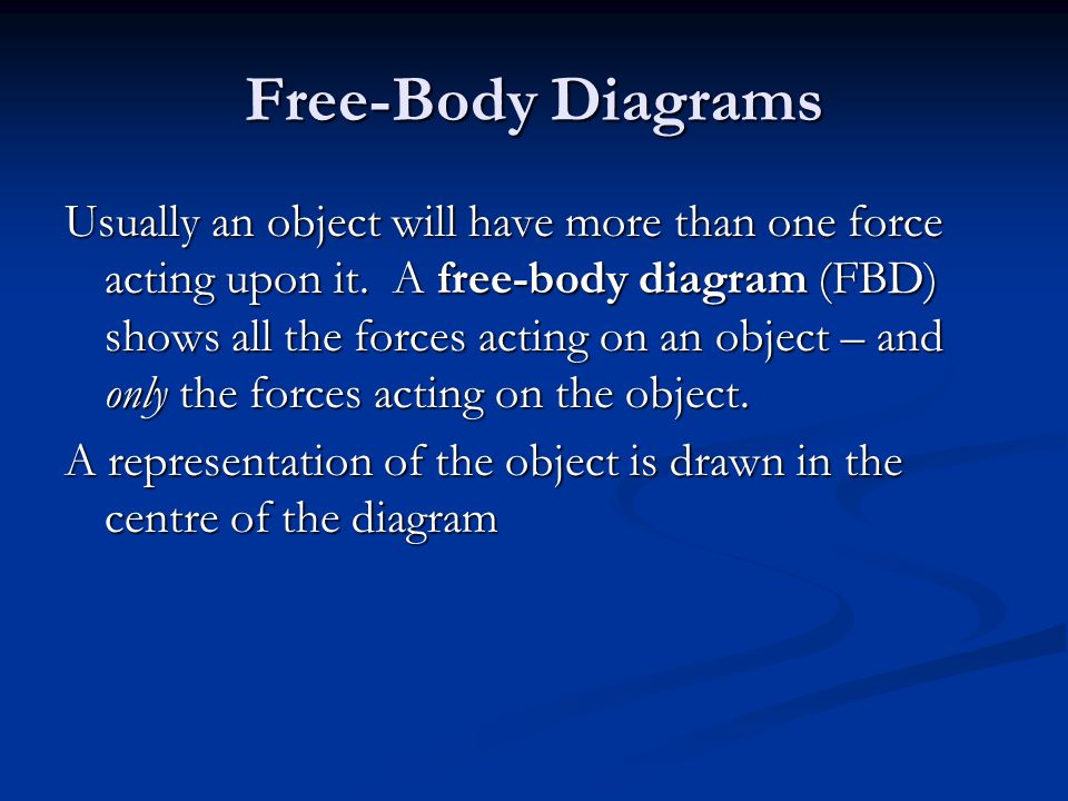 Free-Body Diagrams Usually an object will have more than one force acting upon it.