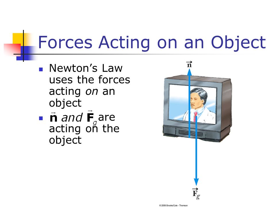 Forces Acting on an Object Newton’s Law uses the forces acting on an object are acting on the object