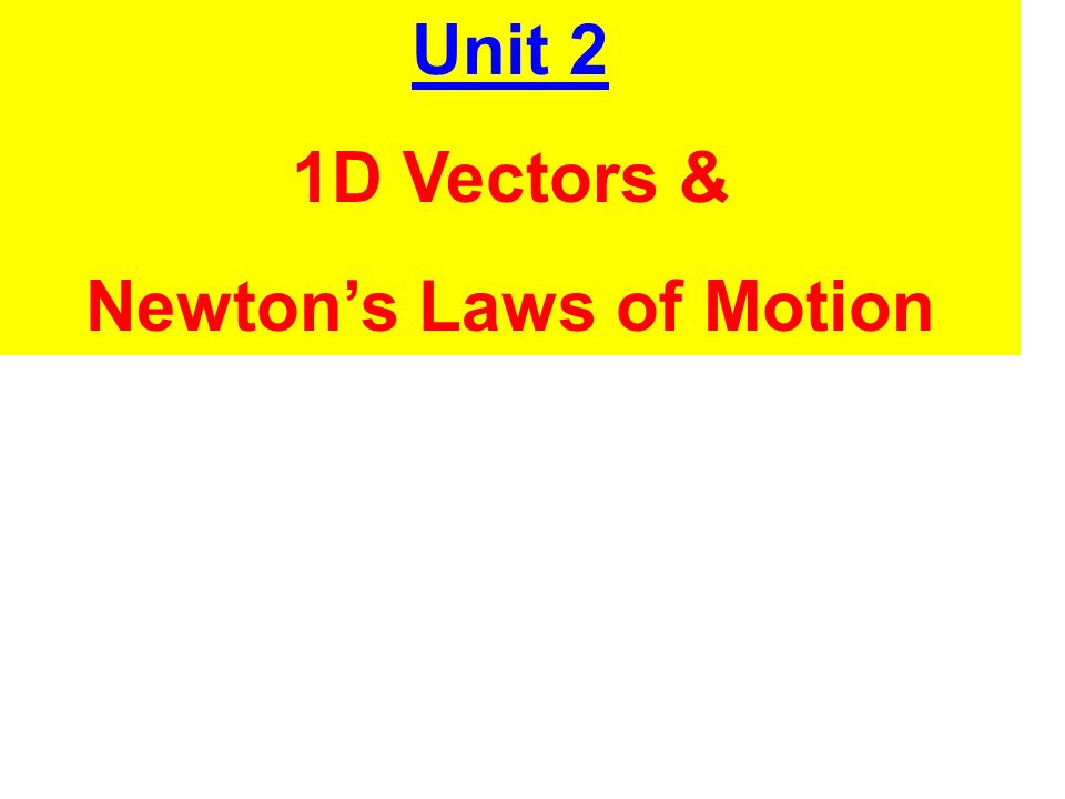 Unit 2 1D Vectors & Newton’s Laws of Motion