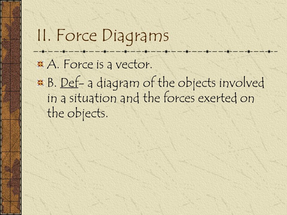 II. Force Diagrams A. Force is a vector. B.